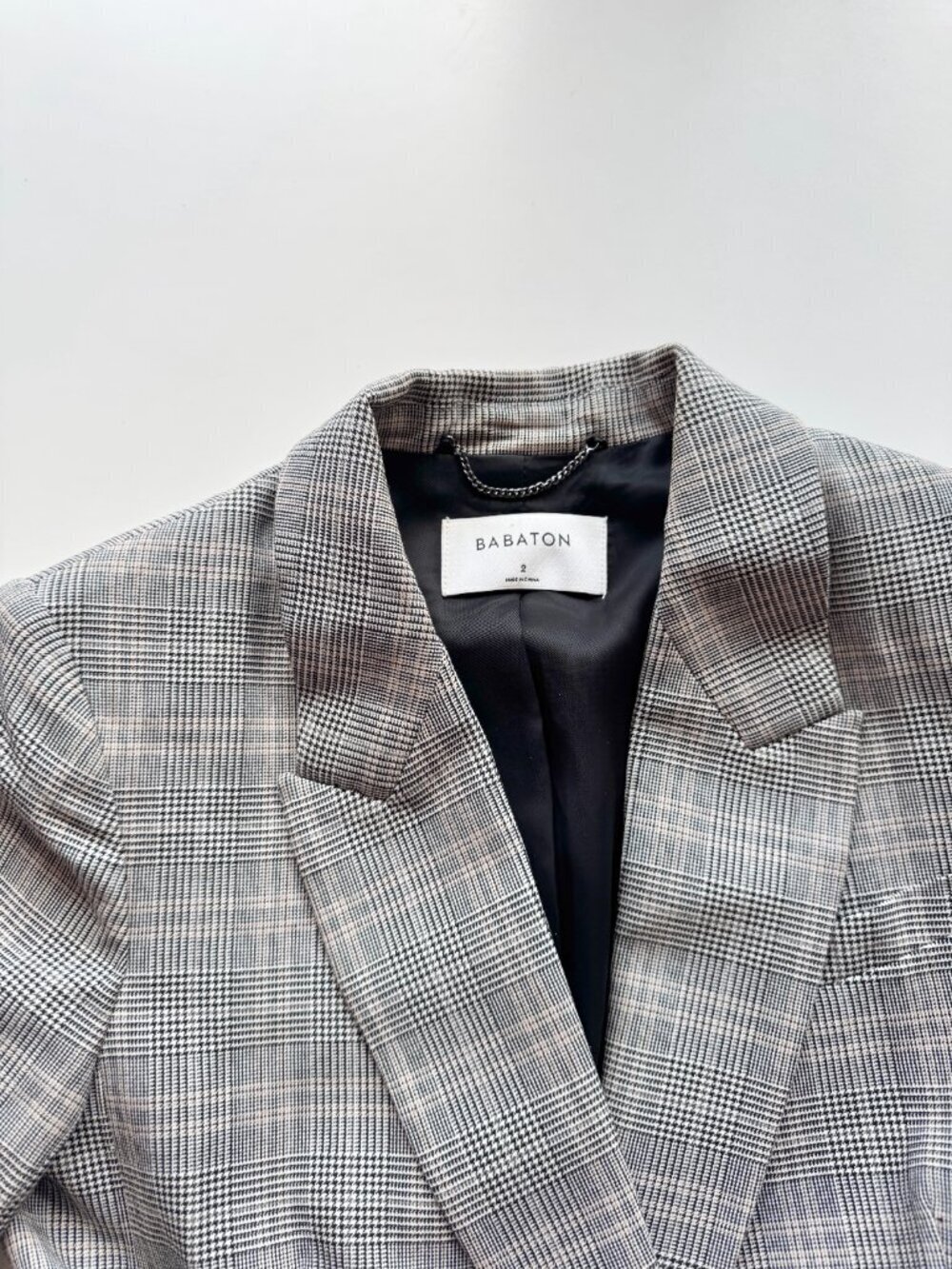 Aritzia BABATON Samuel Grey Glen Check Double Breasted Blazer Jacket, Size 2 - Picture 7 of 13